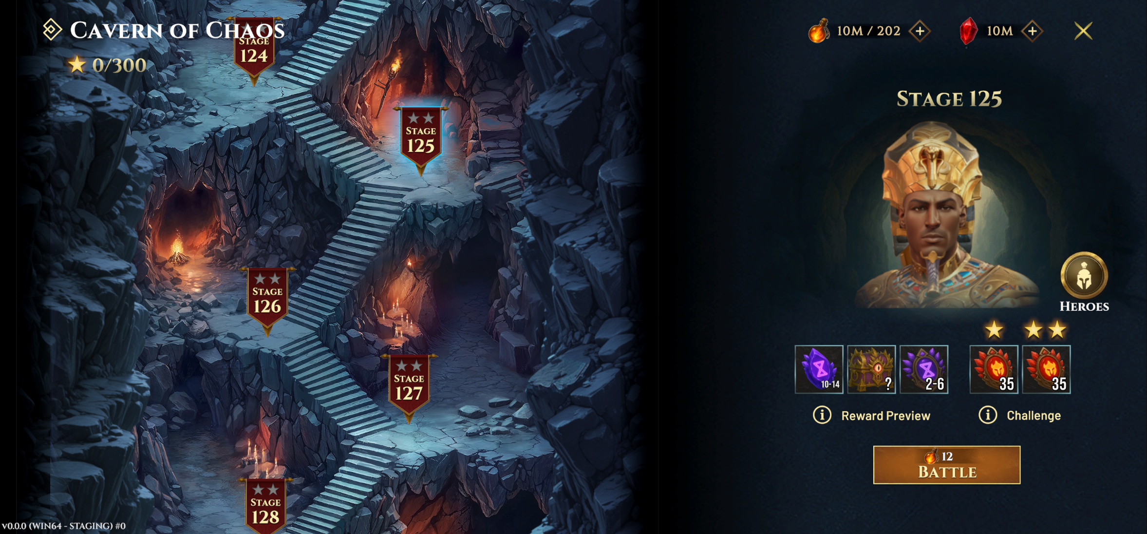 Stage 125 showing new rewards for farming.